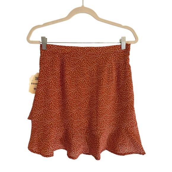 ALTAR'D STATE Mini Skirt Brown & White Ruffle Fall | MEDIUM | NWT - Picture 2 of 9
